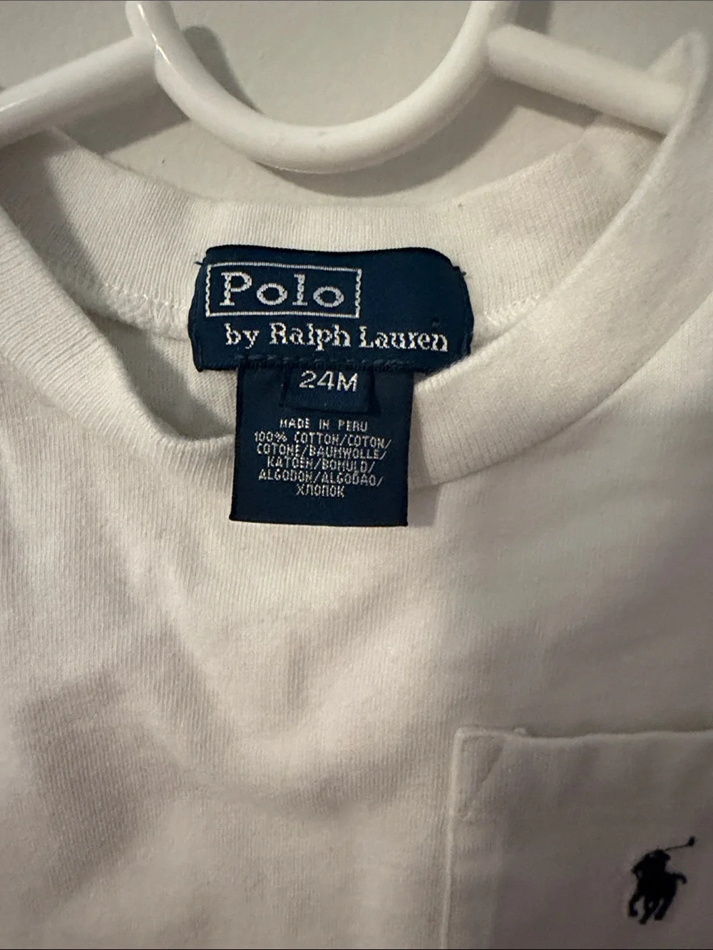 Polo by Ralph Lauren White Short Sleeve Pocket Tee with Navy Pony Logo